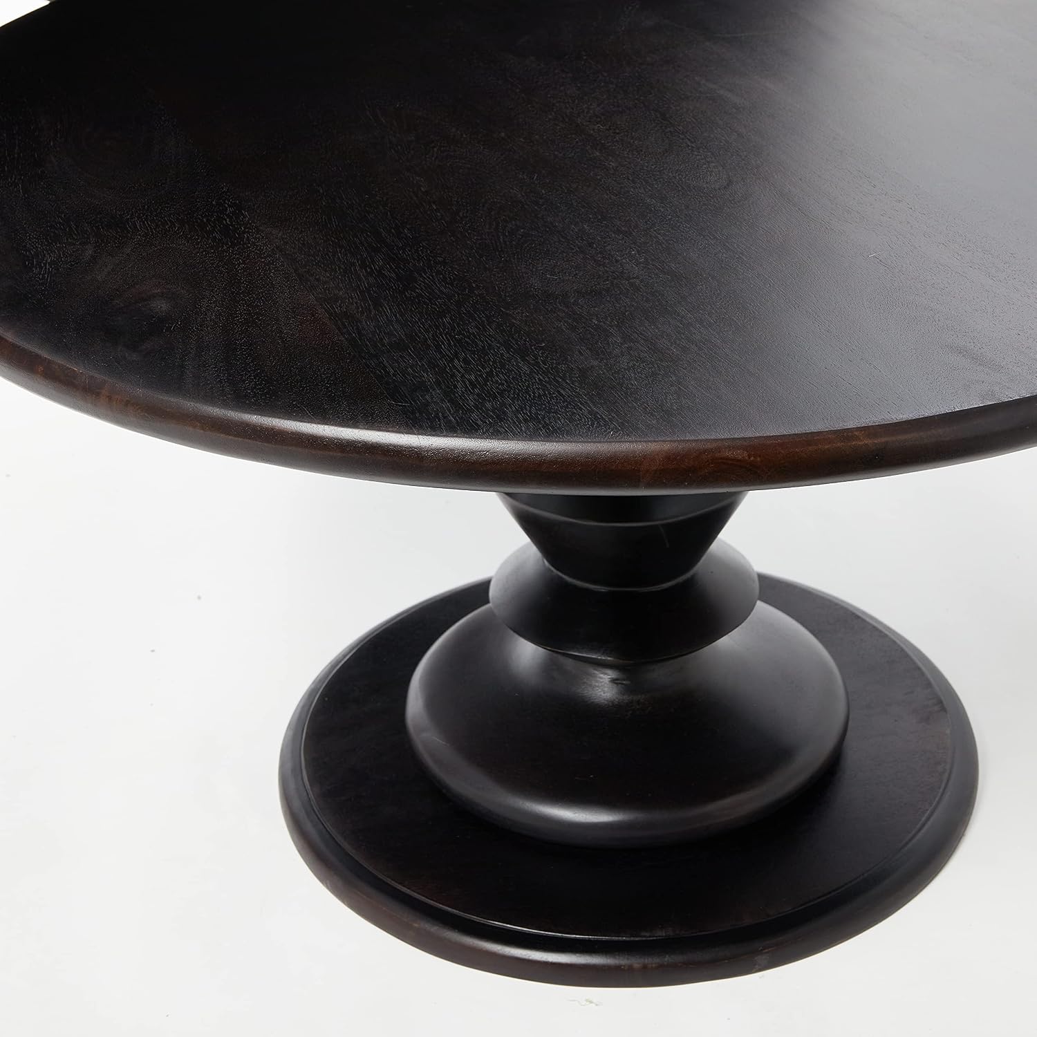 Creative Co-Op Berns Wood Pedestal Coffee Table, Black Walnut