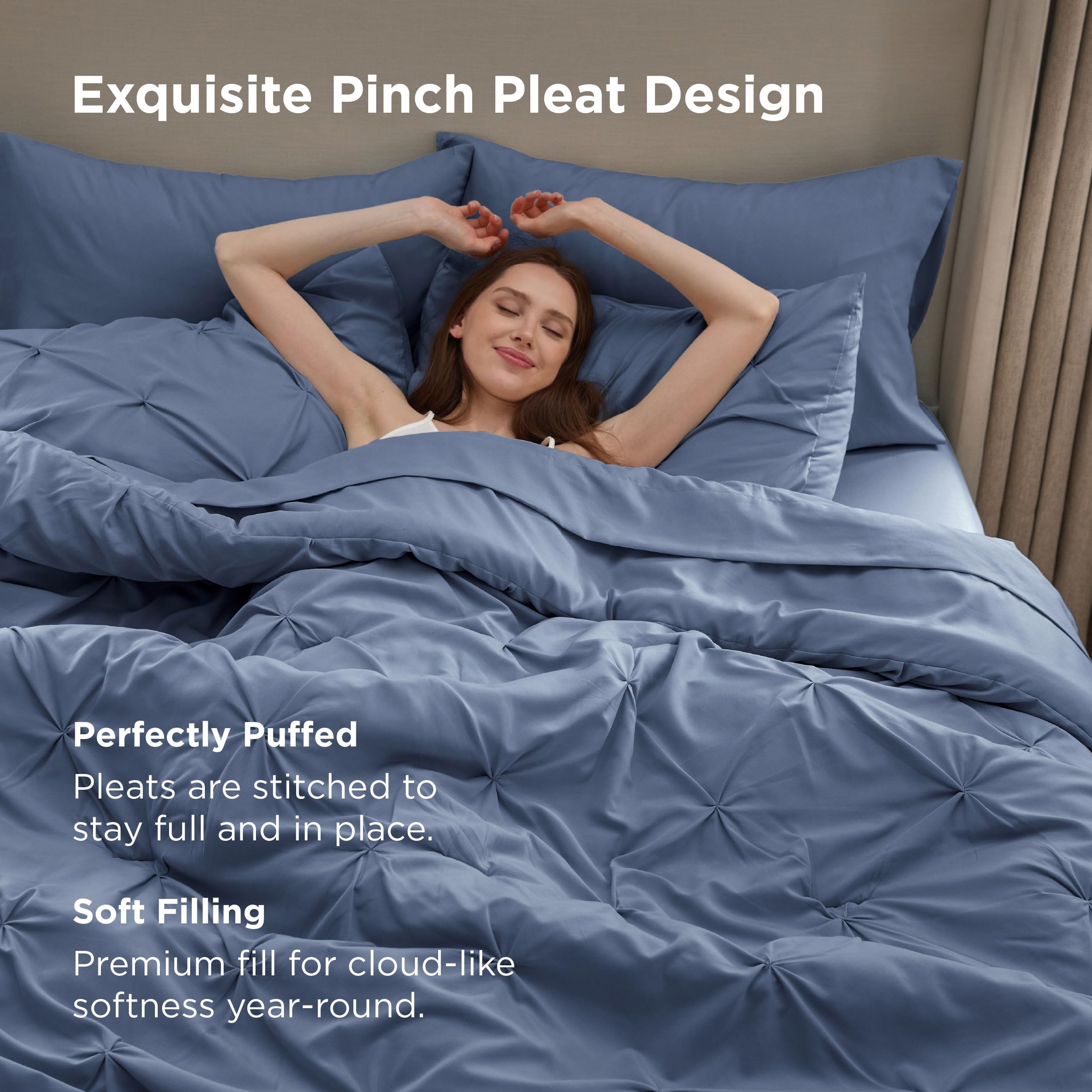 Amazon.com: Bedsure Twin Comforter Set Slate Blue - Bed in a Bag