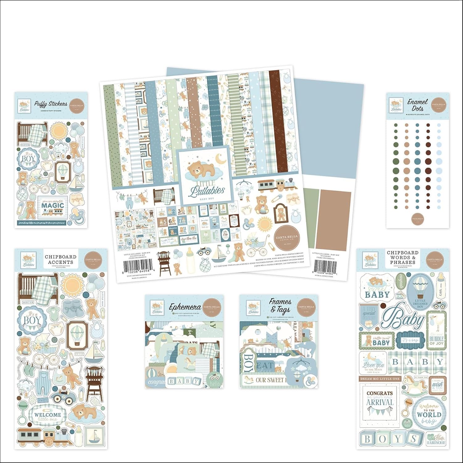 Carta Bella Little Lullabies Baby Boy Mega Bundle - Scrapbooking Kit