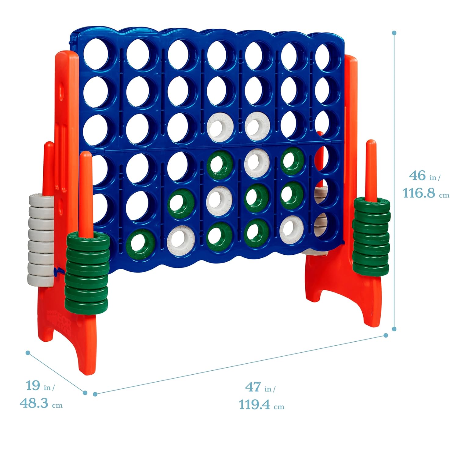 ECR4Kids Jumbo 4-to-Score Giant Game with 42 Rings and Reset Sliders, Kids Games, Blue/Orange