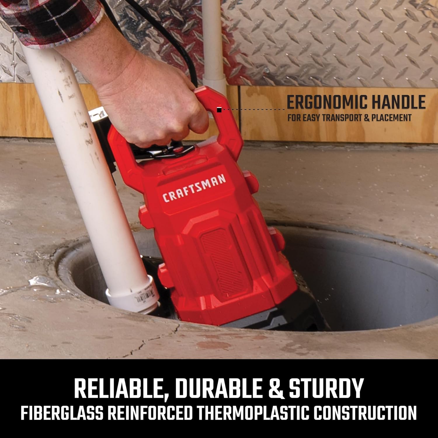 CRAFTSMAN 1/3 HP Auto Thermoplastic Sump Pump Kit with Check Valve (Vert), Pumps up to 3500 GPH