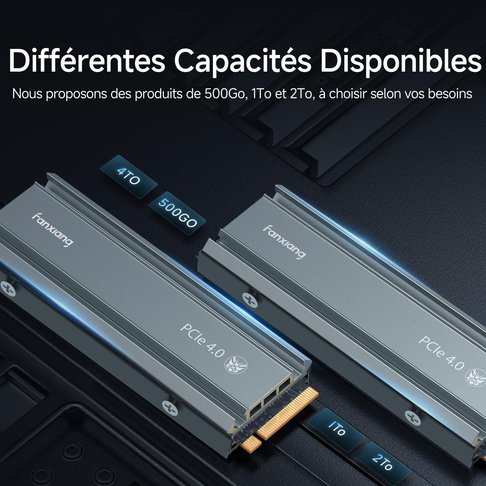fanxiang S660 SSD 4To PCIe 4.0 NVMe SSD M.2 2280 Disque SSD Interne avec Dissipateur Thermique, Jusqu'à 5000 Mo/s, Cache SLC Dynamique, Parfaitement Compatible avec PS5