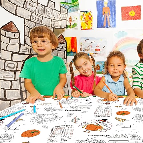 Miniatura 7 de Gatherfun Mantel desechable de papel para decoración de Acción de Gracias de otoño, mantel de papel para el Día de Acción de Gracias de Turquía para