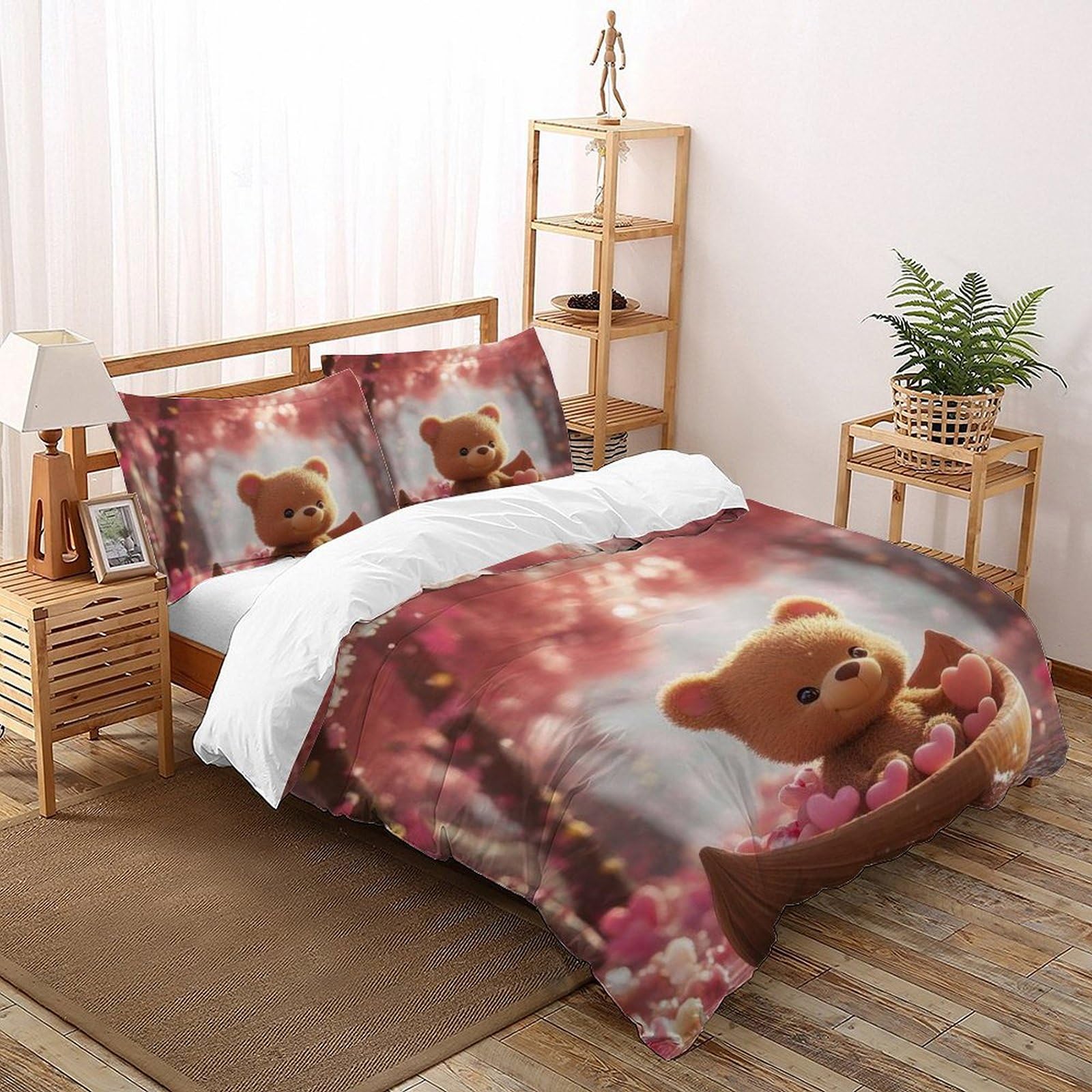 Housse de couette double 200x200cm animaux imprimé 3D avec taies d'oreiller