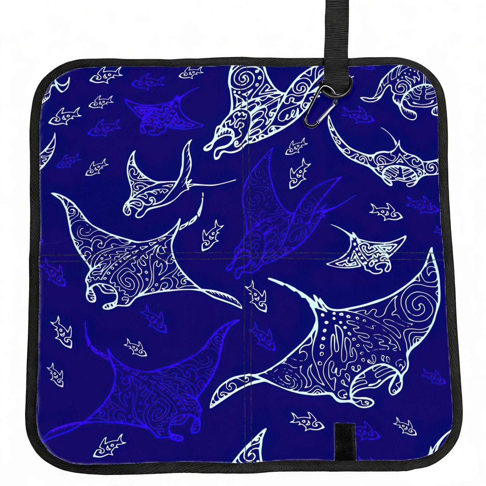 VCzsdff Manta Ray And Fish Print Portable Seat Cushion Folding Bleacher Pad Compact Picnic Sitting Mat Polyester 40cm