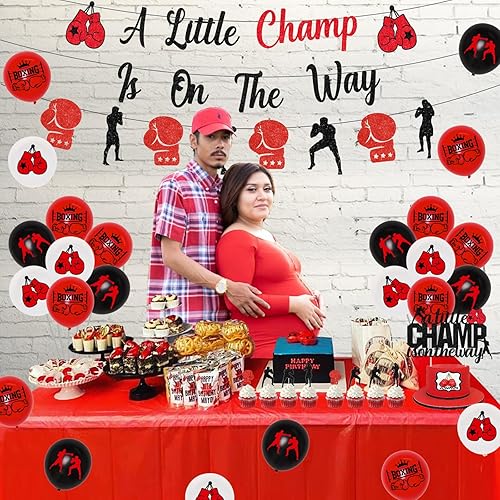 Miniatura 4 de Decoración de boxeo para baby shower, decoración de baby shower, un pequeño campeón está en camino, guirnalda de boxeo, guantes de boxeo, adornos