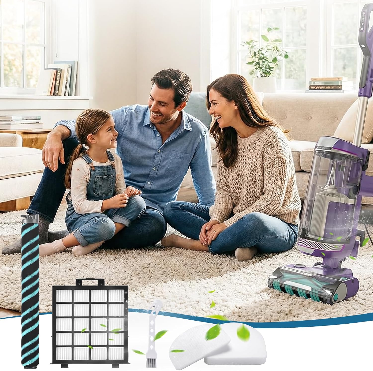 AZ4000 Replacement Filter for Shark AZ4000 AZ4002 AZ4000C AZ4002W Power Detect Upright Vacuum, 1 Brushroll, 2 Filters, 6 Foam & Felt Filters,10 Pack