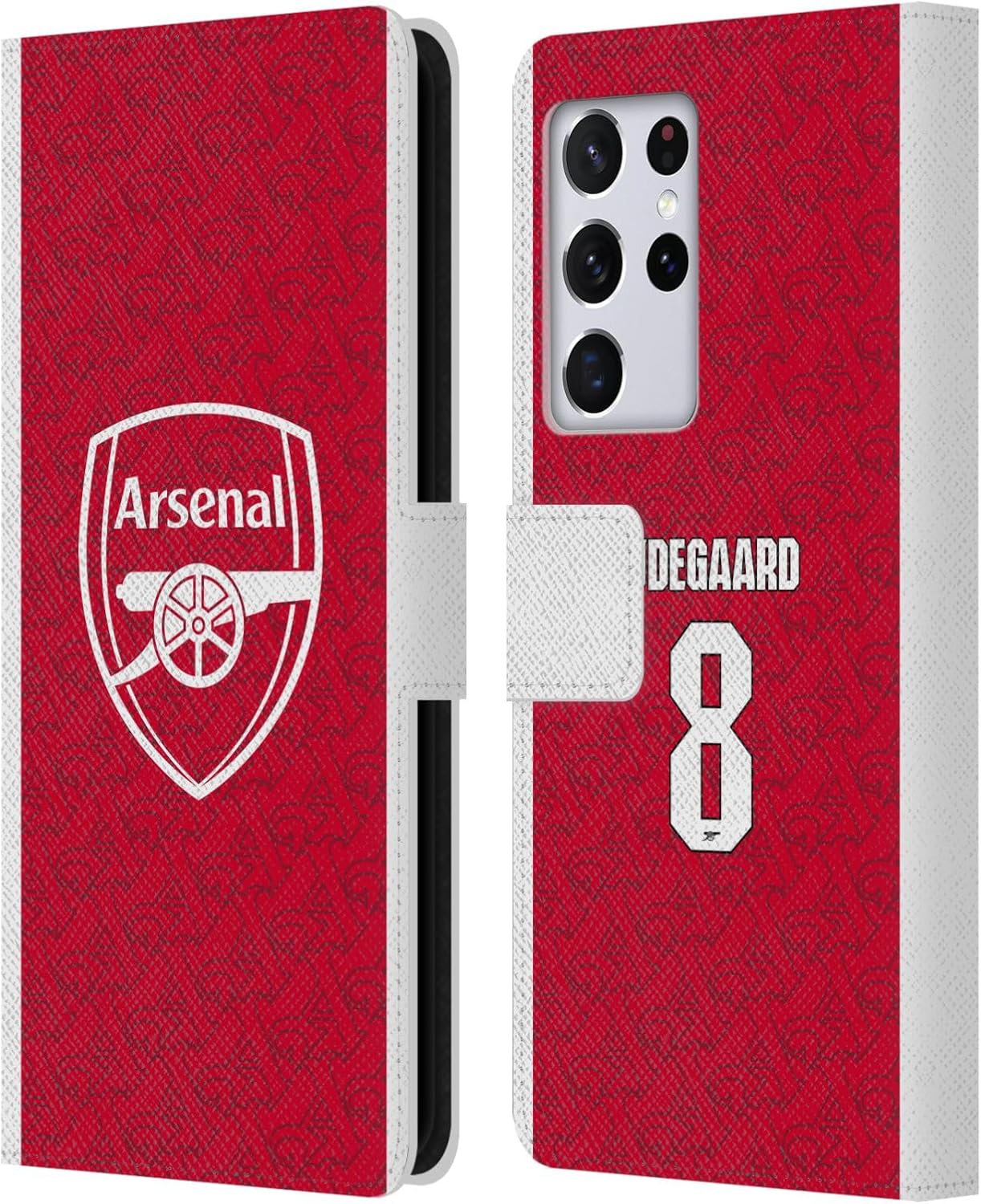 Head Case Designs Officially Licensed Arsenal FC Martin Ødegaard 2025/26 Players Home Kit Leather Wallet Case Compatible with Samsung Galaxy S21 Ultra 5G