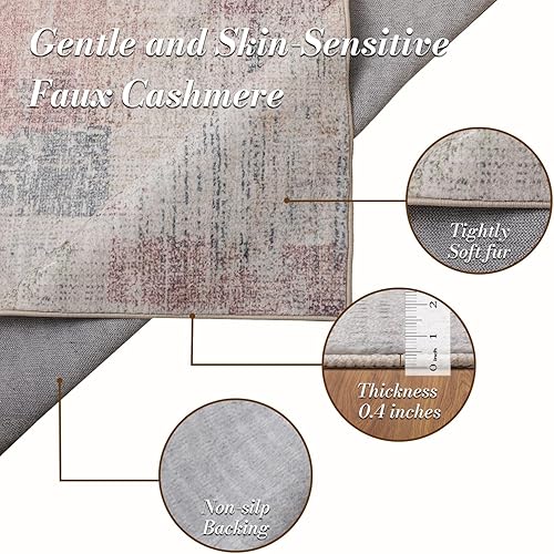 Miniatura 9 de Domitapis Alfombra de área de 5 x 7, ultra suave, de pelo bajo, lavable, antideslizante, resistente a las manchas y versátil para salas de estar,