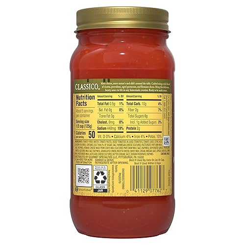 Vista 11 de Classico Salsa de pasta espagueti de tomate con cuatro queso (tarro de 24 onzas)