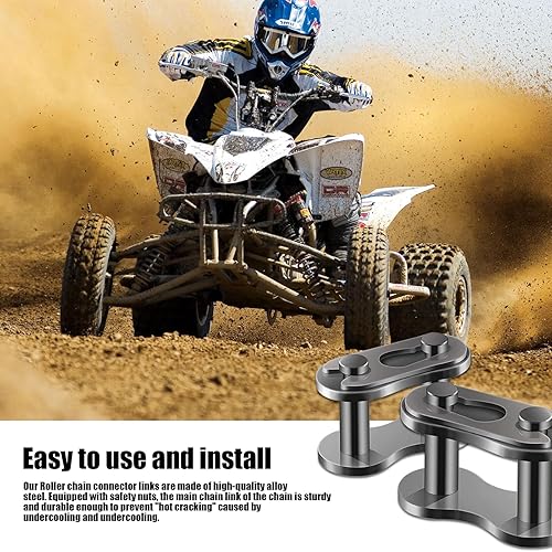 Miniatura 4 de Pack-10#428 - Rodillo de eslabones maestros de cadena de aleación de acero, eslabones de conector de cadena de rodillos resistentes, piezas de