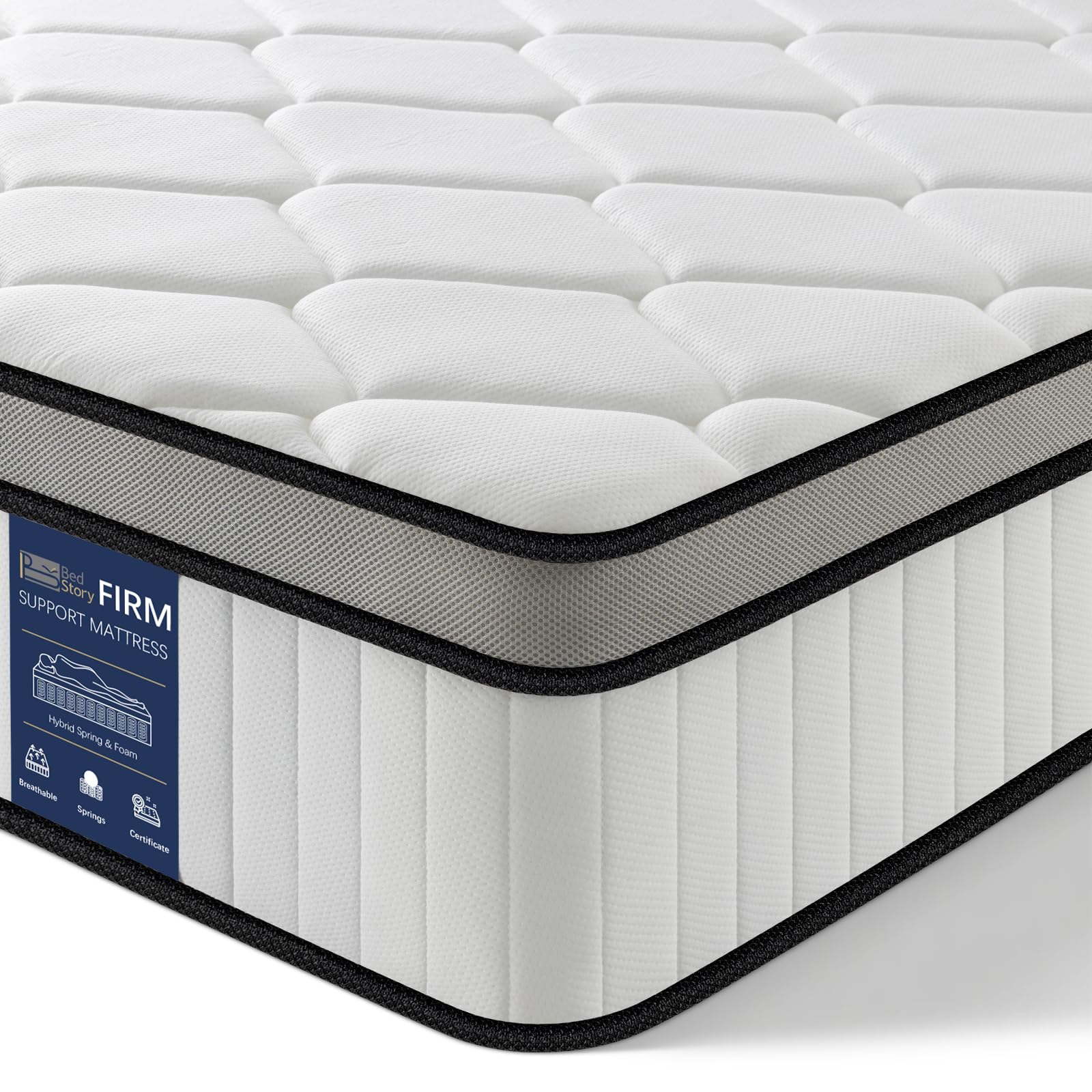 BedStory 4FT Small Double Mattress 10.2 Inch, Medium Firm Hybrid Pocket Sprung Mattress with Breathable Foam, Motion Isolation & Pressure Relief, Mattress in a Box, 120×190×26cm
