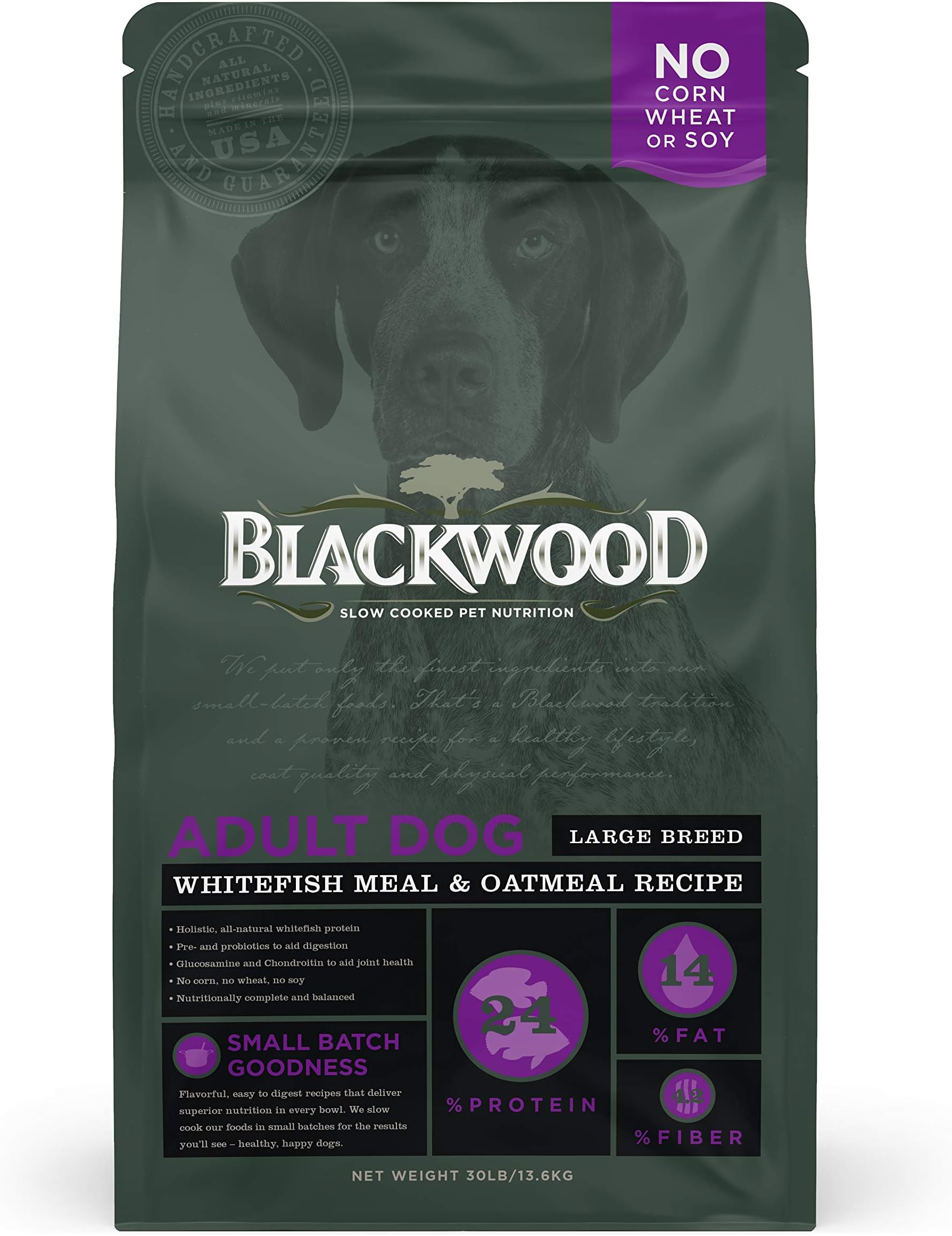 Blackwood Pet Food 22403 Adult Dog, Large Breed, Whitefish Meal & Oatmeal Recipe, 30Lb.