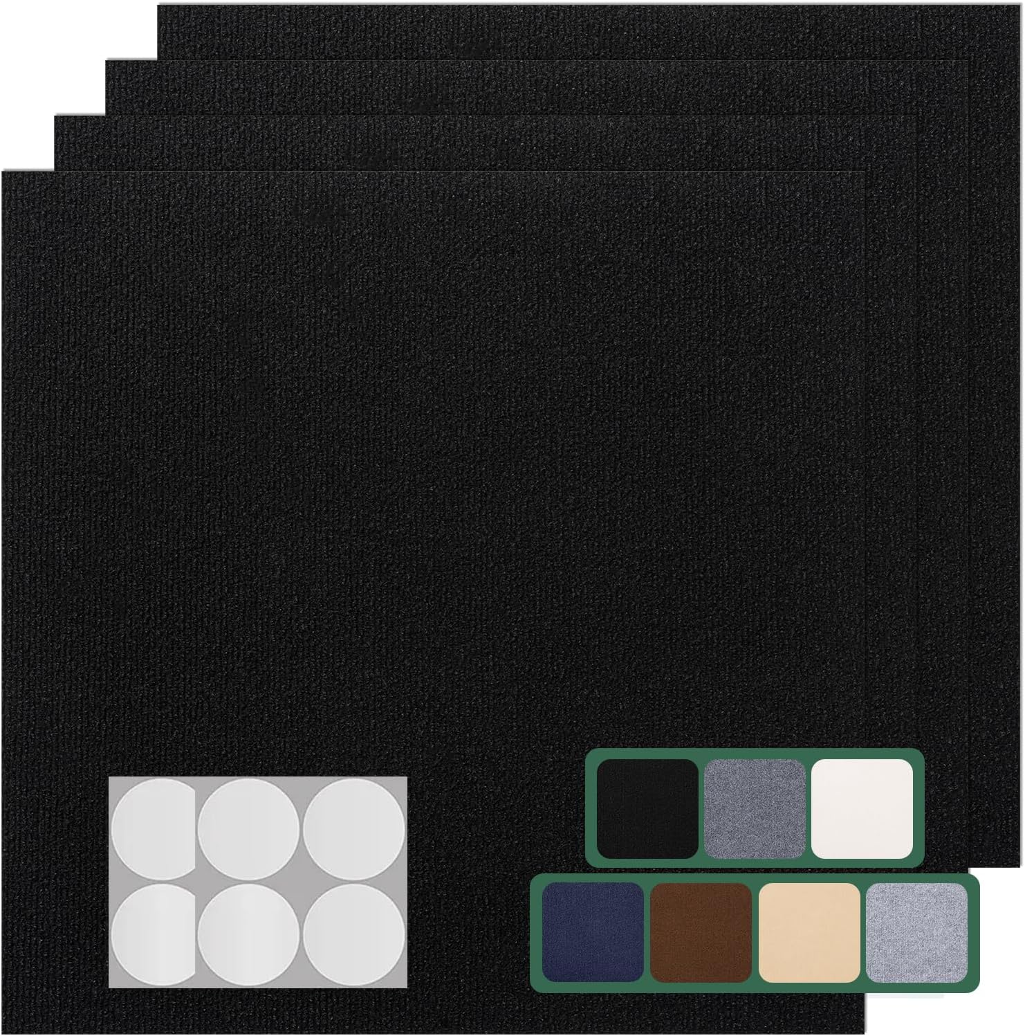 Carpet Tile 20 Pack 24” X 24” Self Adhesive Carpet Floor Tiles Anti-Slip Squares Peel and Stick Floor Tile DIY Installation for Bedroom(Black) 20 Black
