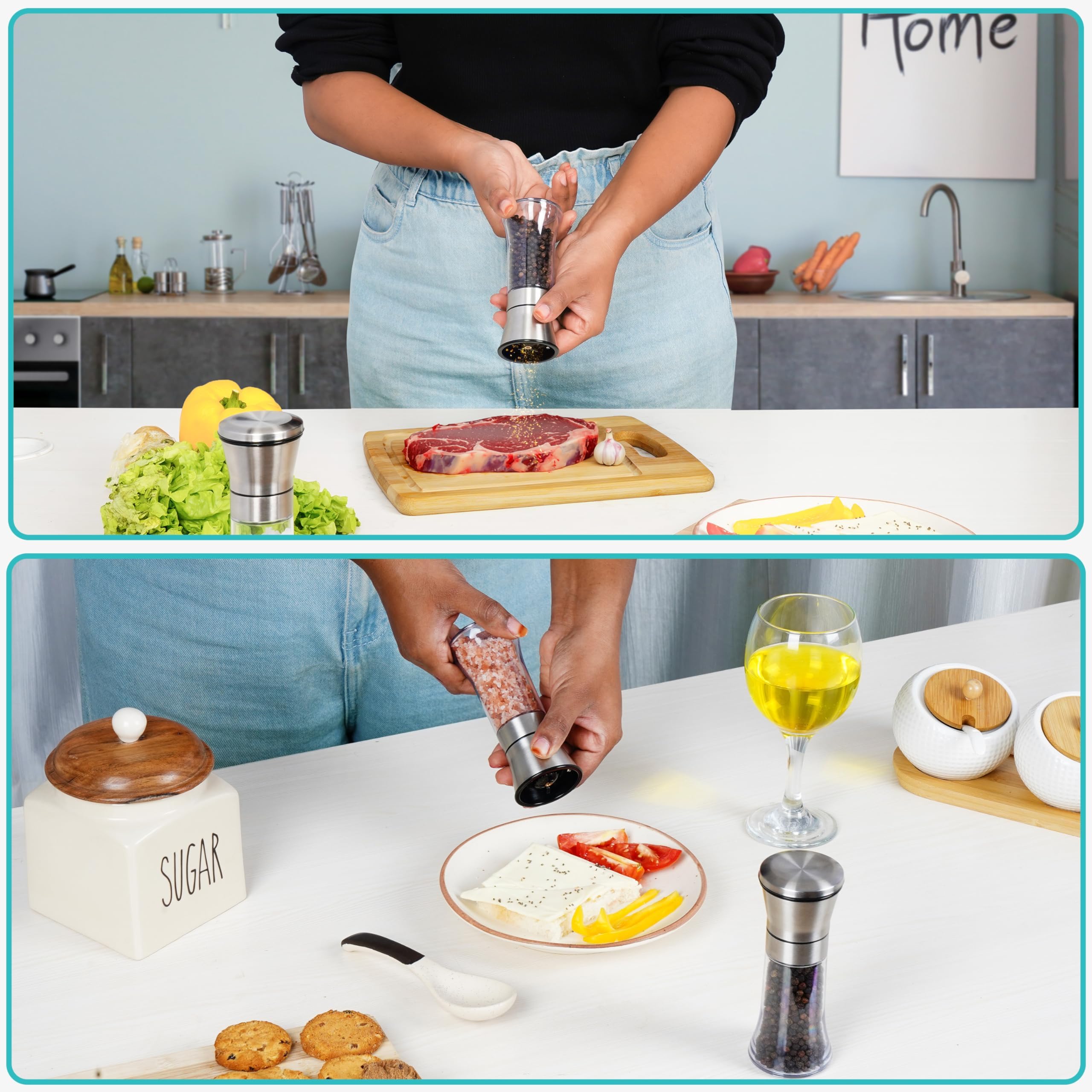 Set Sel Et Poivre Chromé Martelé - Vintage Rétro - 2 Pièces