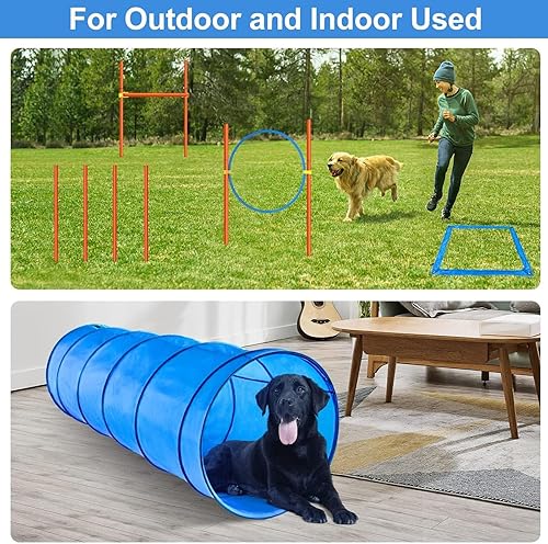 Miniatura 5 de Equipo de entrenamiento de agilidad para perros, kit de inicio de entrenamiento de obstáculos, juego de mascotas en el patio trasero al aire libre,