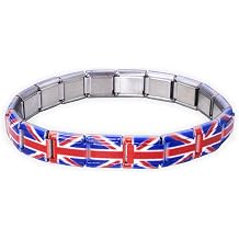 Fablinks Italian Charm Bracelet, 9mm Stainless Steel Flag Charms Link Bracelets for Women, Expandable Stretch Modular Country Jewelry for Men