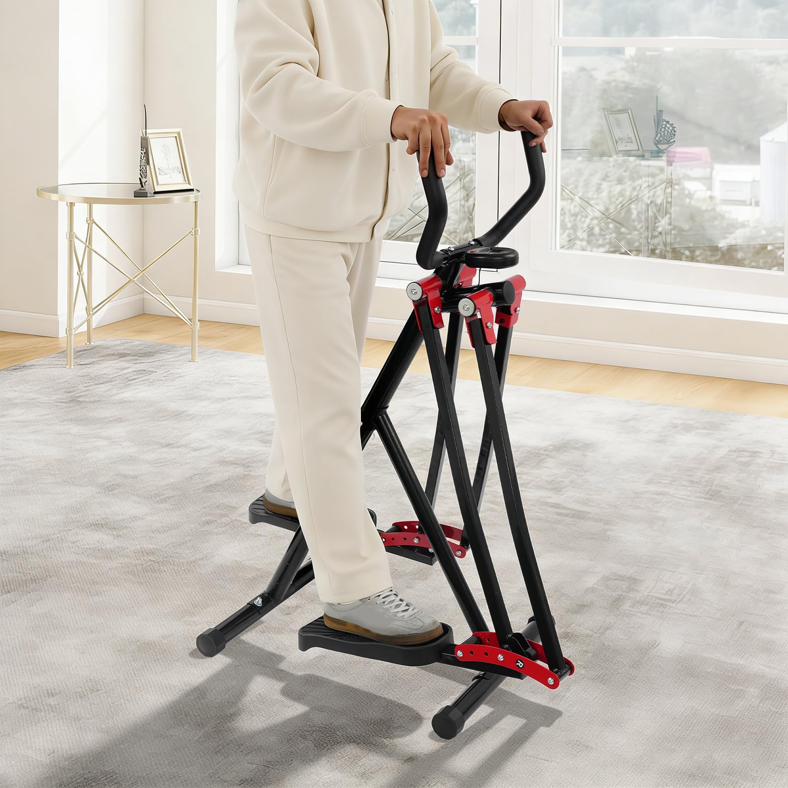 Allenatore ellittico pieghevole 2 in 1 compatto con schermo LCD, attrezzo per l'allenamento cardio per la casa per braccia e gambe, silenzioso e salvaspazio, portata fino a 150 kg