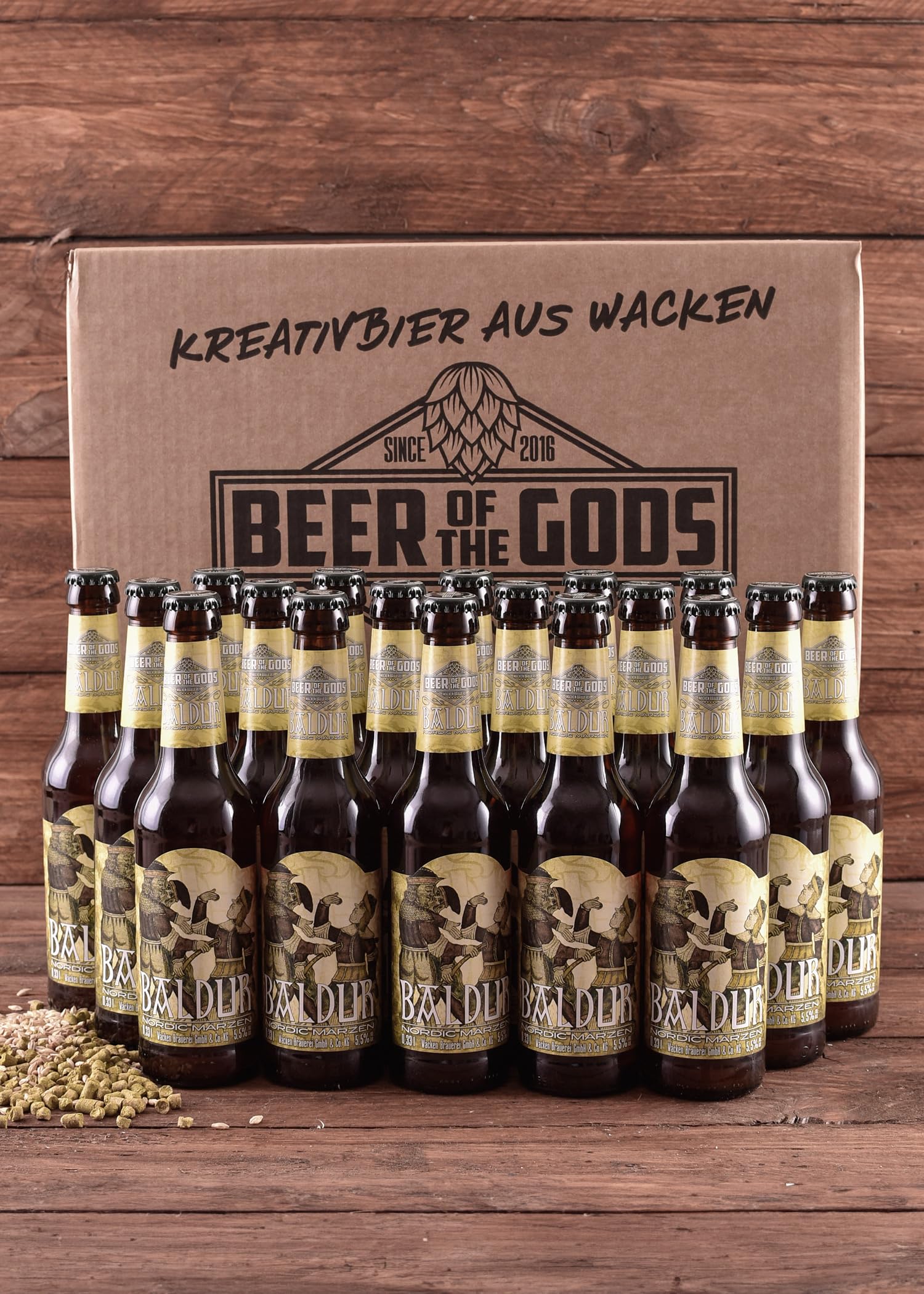 Wacken Brauerei Baldur - Pack de cervezas caseras - 20 botellas de 0,33 l de cerveza negra nórdica - La cerveza de los dioses - Tradicional de celebraciones vikingas