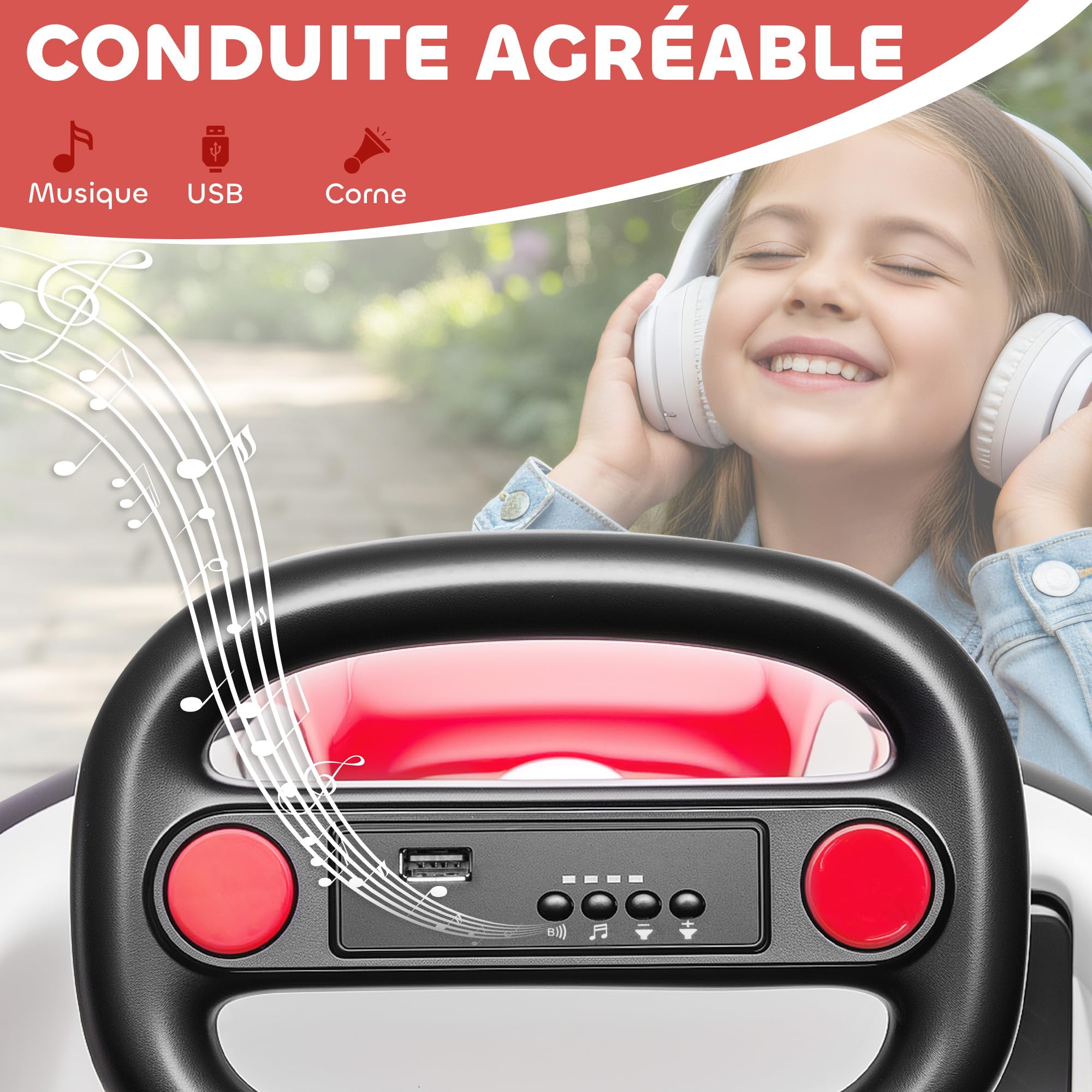 AIYAPLAY Voiture Tamponneuse Électrique Enfant 6V 360° Auto 3 Ans Rouge