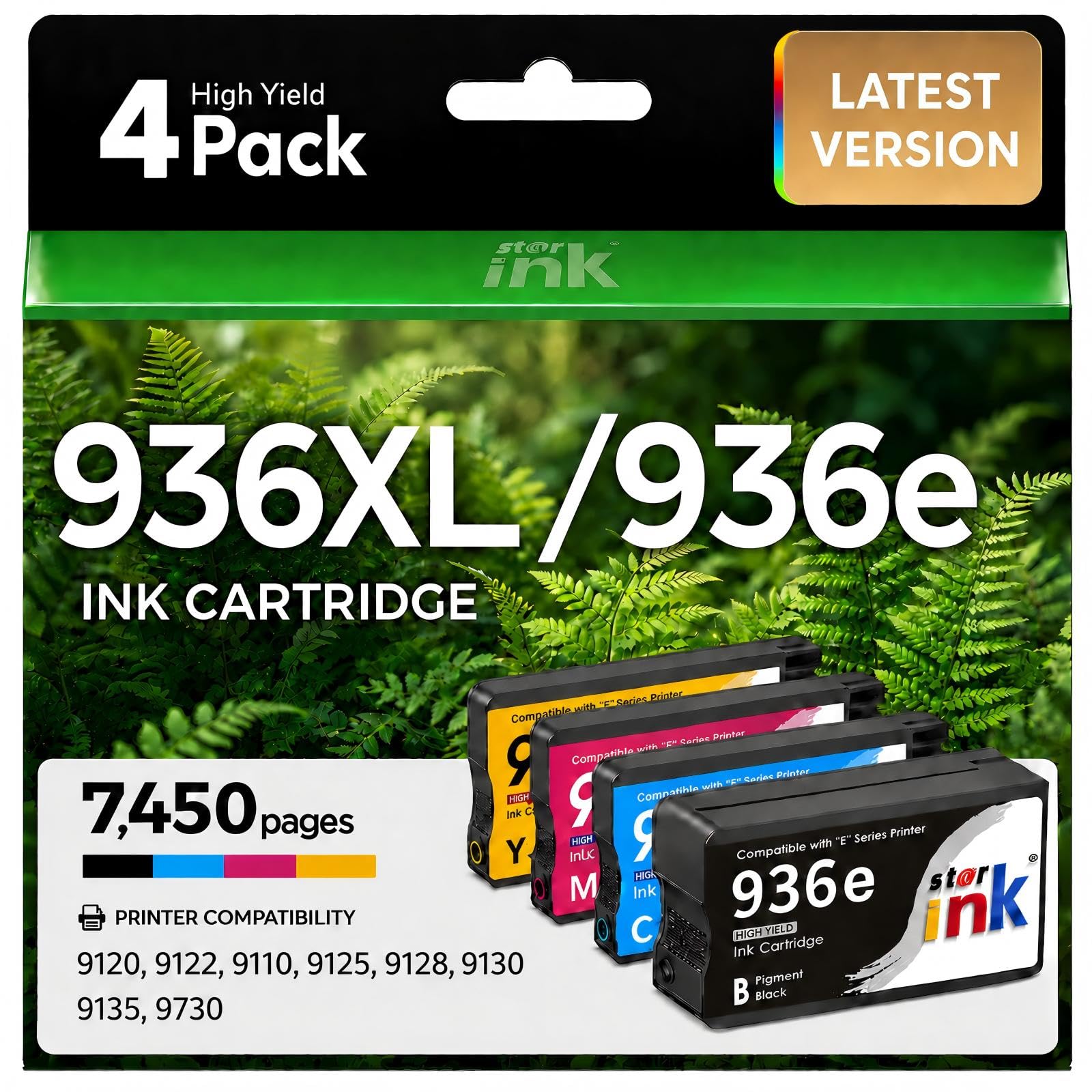 Photo 1 of 936e 936XL Ink Cartridges Combo Pack Replacement for HP 936 Ink Cartridges for HP Printers Compatible with HP OfficeJet Pro 9125e 9120e 9730e 9135e 9130e 9120b 9110b 9130b Printer,4-Pack