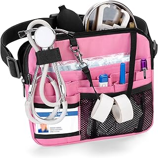 Damero Kit de primeiros socorros para emergências, bolsa para enfermeira com bolsos para equipamento médico, bolsa para enfermeiro, cinto para ferramentas de enfermeira, rosa