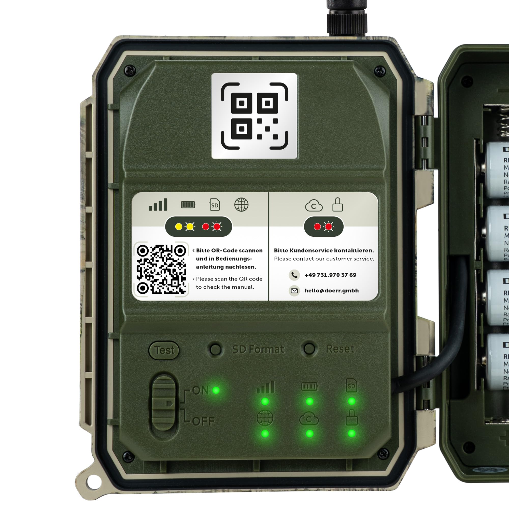 DÖRR Cloud Pro 4G Wildkamera, Überwachungskamera, 60°, Wiederaufladbar 18650, iOS & Android & Web App, 4G Bildübertragung, 24MP Bilder, Full HD 1080P Videos, Echtzeitmodus, Infrarot Blitz, Zeitraffer