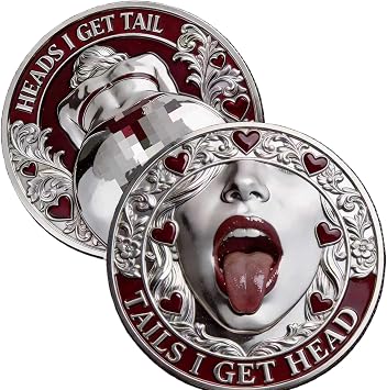 Funny Heads or Tails Coin Heads I Get Tail/Tails I Get Head Valentine Day Anniversary & Funny Heads or Tails Coin Heads I Get Tail/Tails I Get Head Funny Challenge Coin for Men, Lucky Coins G