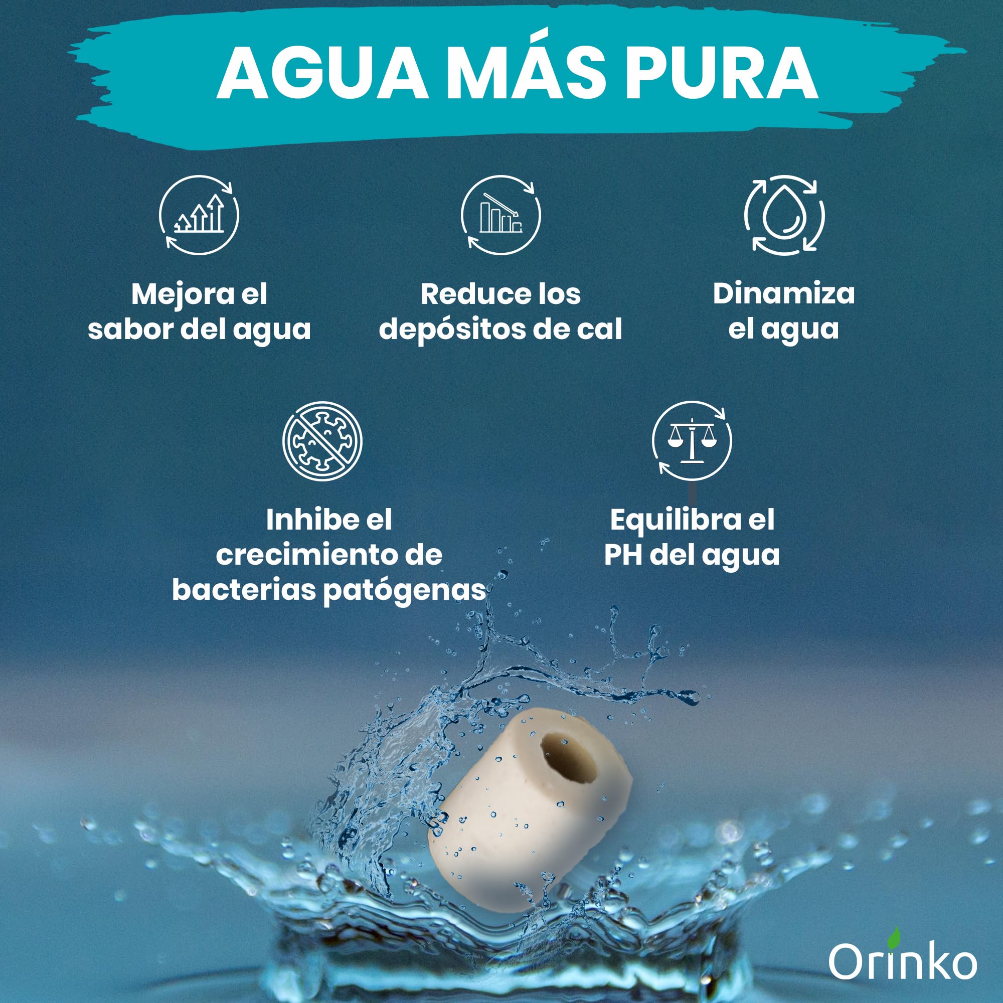 ORINKO® Perlas de Cerámica EM Grises x150 - Pastillas Naturales para Reducir Cal en el Agua - Cerámica Mineral para Jarras y Botellas Filtrantes - Alternativa Sostenible sin Plástico
