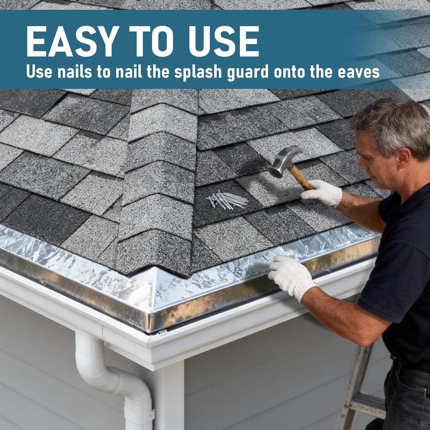 uyoyous 2 Pcs Roof Rain Gutter Diverter 3.28FT Galvanized Steel Roofing Rainwater Diverter Roof Rain Diverters Splash Guard for House Roofs Doorway Corner