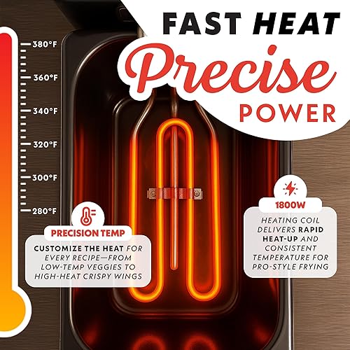Miniatura 3 de Gourmia Freidora de encimera de 3.2 cuartos de galón freidora de aceite eléctrica con pantalla digital, control de temperatura ajustable de 280 F a