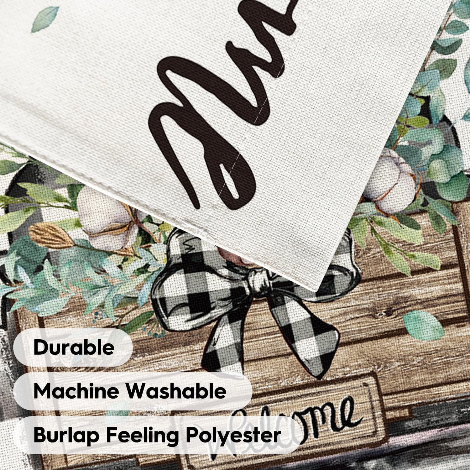 AVOIN colorlife Welcome Spring Truck Garden Flag 12x18 Inch Double Sided, Cotton Rustic Buffalo Plaid Yard Outdoor Flag - Image 7