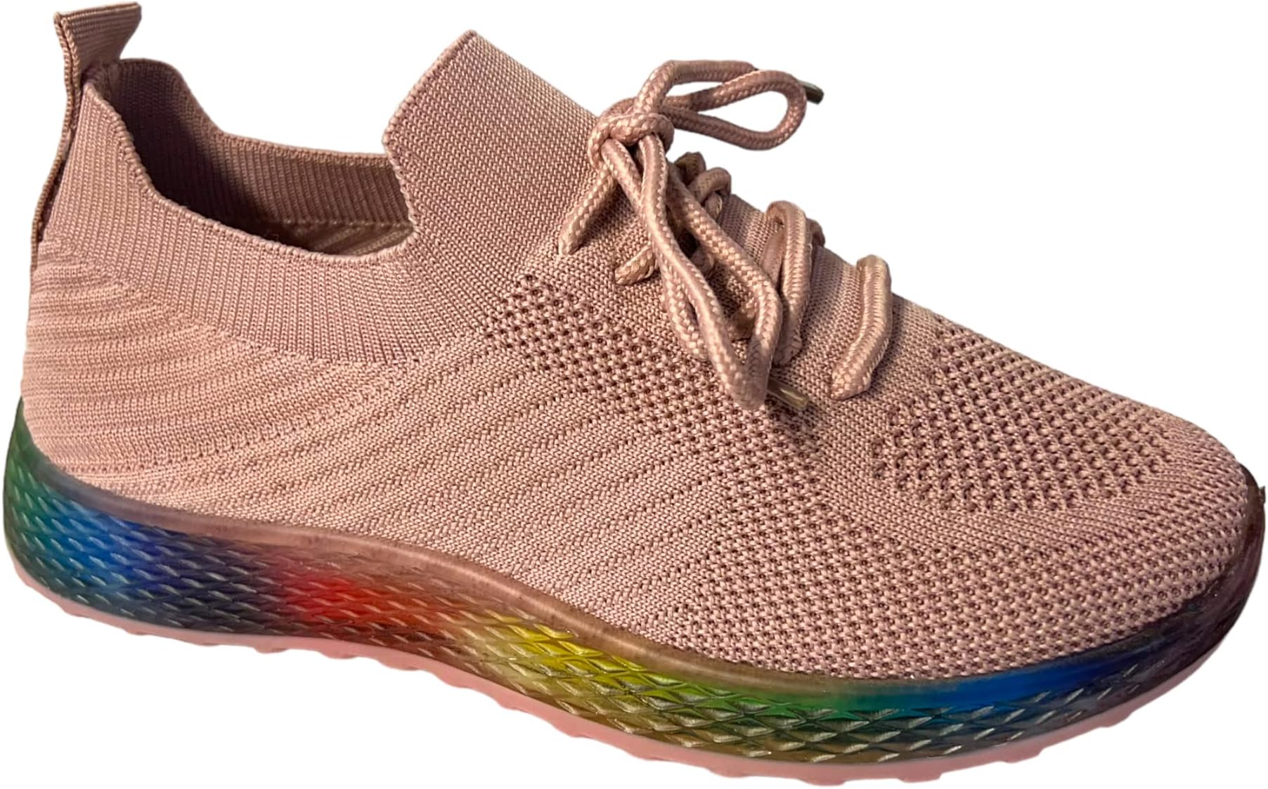 Womens Flat Running Sport Jogging Ladies LACE UP Rainbow Sneaker Trainers Shoes