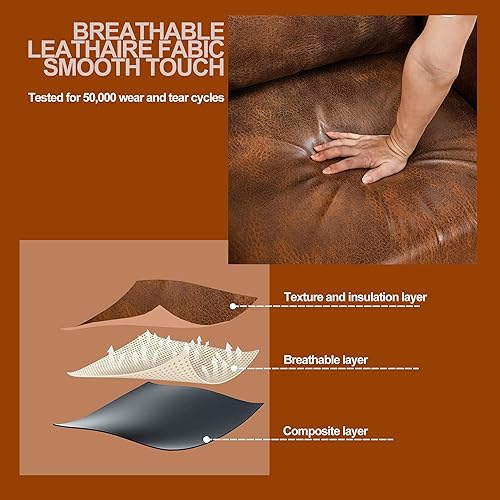 Miniatura 9 de EMKK Sofá modular de piel sintética LU convertible con asiento de almacenamiento tapizado reversible con otomanos para juegos de muebles de sala de