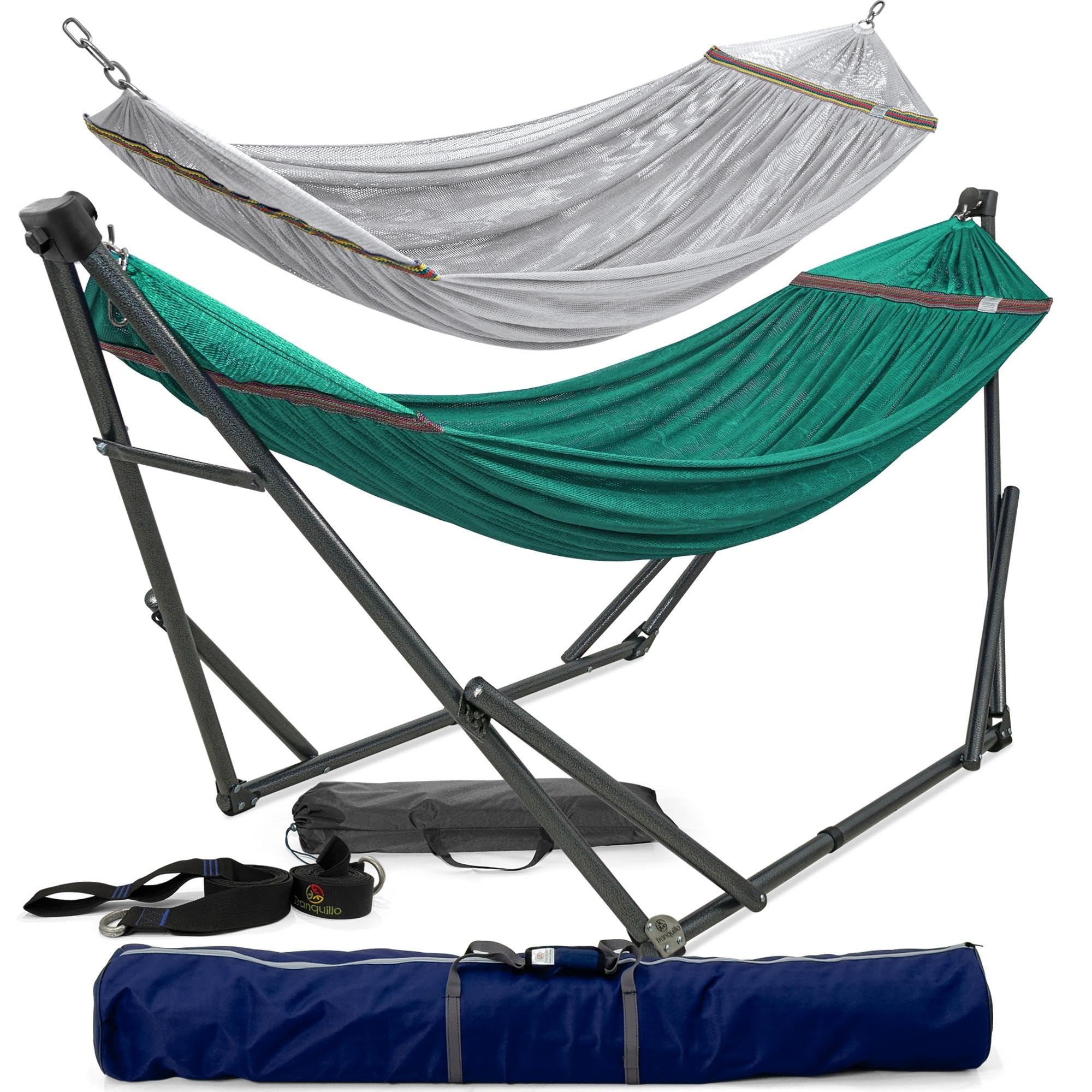 Tranquillo Combo - Adjustable Foldable Hammock with Stand, Peacock