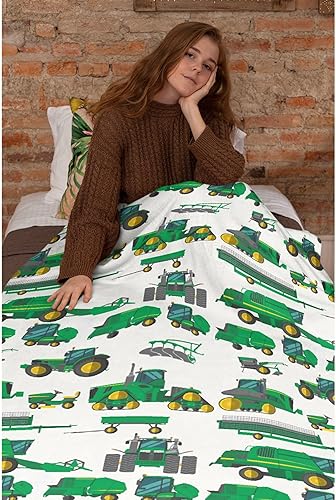 Miniatura 2 de Excavators - Manta de tractor de construcción de vehículos verdes, regalos para amantes de los tractores de 40 x 50 pulgadas para niños, manta de