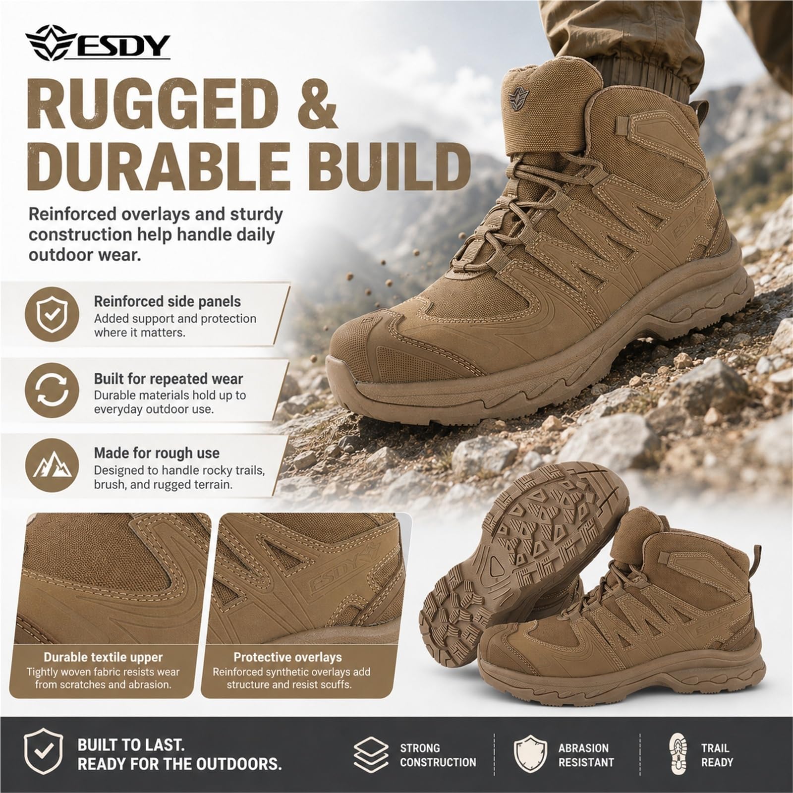 Botas de Montaña Impermeables de Cuero Calzado de Trekking Táctico Unisex