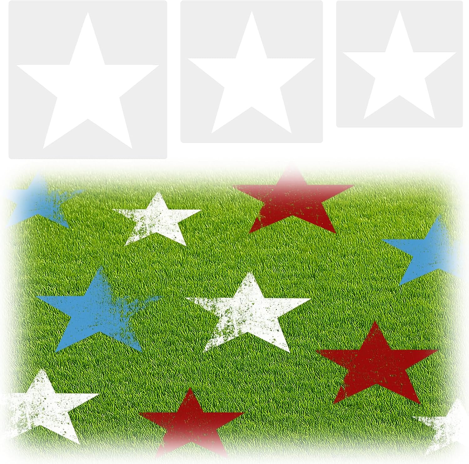 3Pcs Large Star Stencil, Reusable Star Template Different Sizes Home Decoration Arts Paper for Painting on Lawn Wood Paper Fabric Independence Day Project
