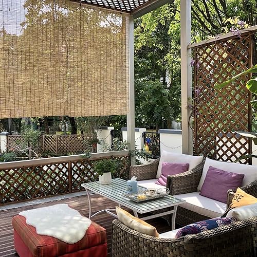 Miniatura 10 de Cortina de varillas enrollables de bambú para patio persianas romanas de bambú sin cordones con 65 de protección UV persianas de ventana filtrantes