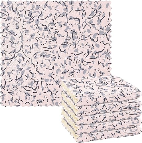 Floral Outline Mid Century Modern Quality Print Microfiber Towels Kitchen Quick Dry 6 Pack Kitchen Accessories for Cooking for Countertop