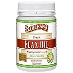 Barlean\'s Vegan Flaxseed Oil Supplements, Cold-Pressed Flax Seed Supplement Softgels with 1650 mg ALA Fatty Acids, 100 Count