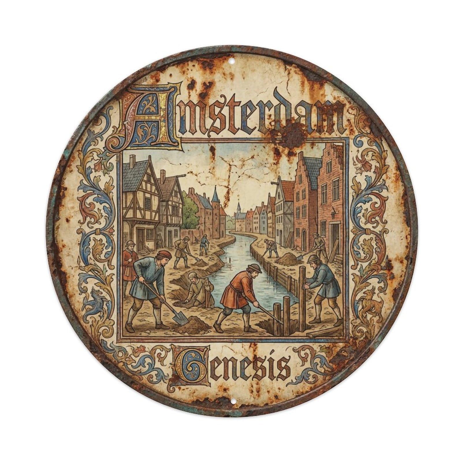 Vintage Travel Amsterdam Netherlands Start Metal Tin Sign