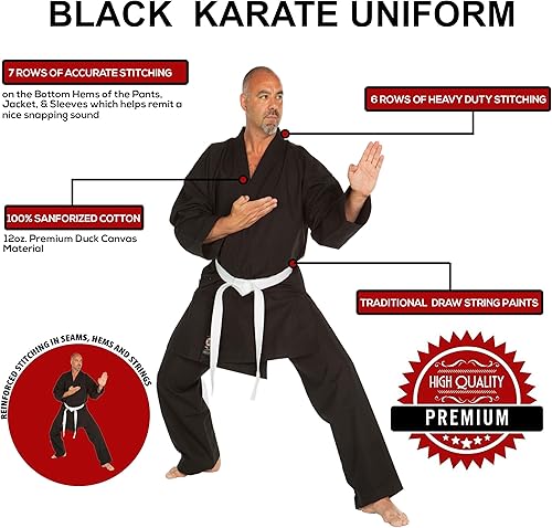 Miniatura 2 de Ronin Karate Gi - Uniforme de karate pesado - Kimono profesional - Kit avanzado de artes marciales 100% algodón de 12 onzas