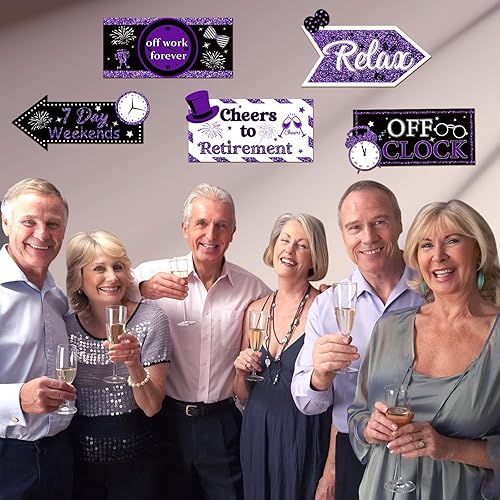 Miniatura 3 de 20 decoraciones moradas para fiesta de jubilación, pancartas, decoración de pared para mujeres y hombres, suministros para fiesta de jubilación