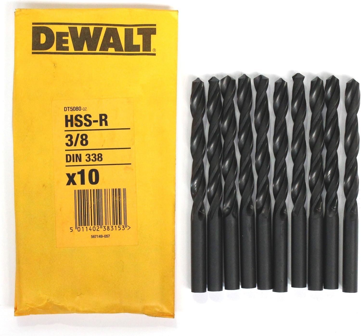 10 DEWALT DT5080 3/8" HSS Metal Drill BITS. Made in Germany Amazon.co