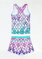 Vista 3 de Traje de baño de verano para niñas pequeñas de dos piezas con shorts estilo boyshort tankini