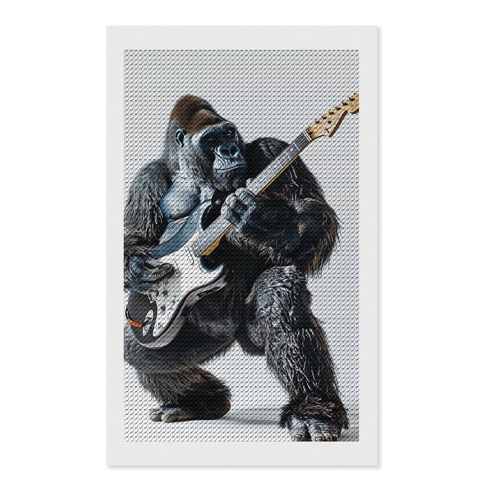 Junmoney Gorilla Guitar DIY Diamond Art Canvas Kit 12"x20", Simple to Start, Fun Craft Experience, Modern Decor, Gift Idea, Adhesive Canvas