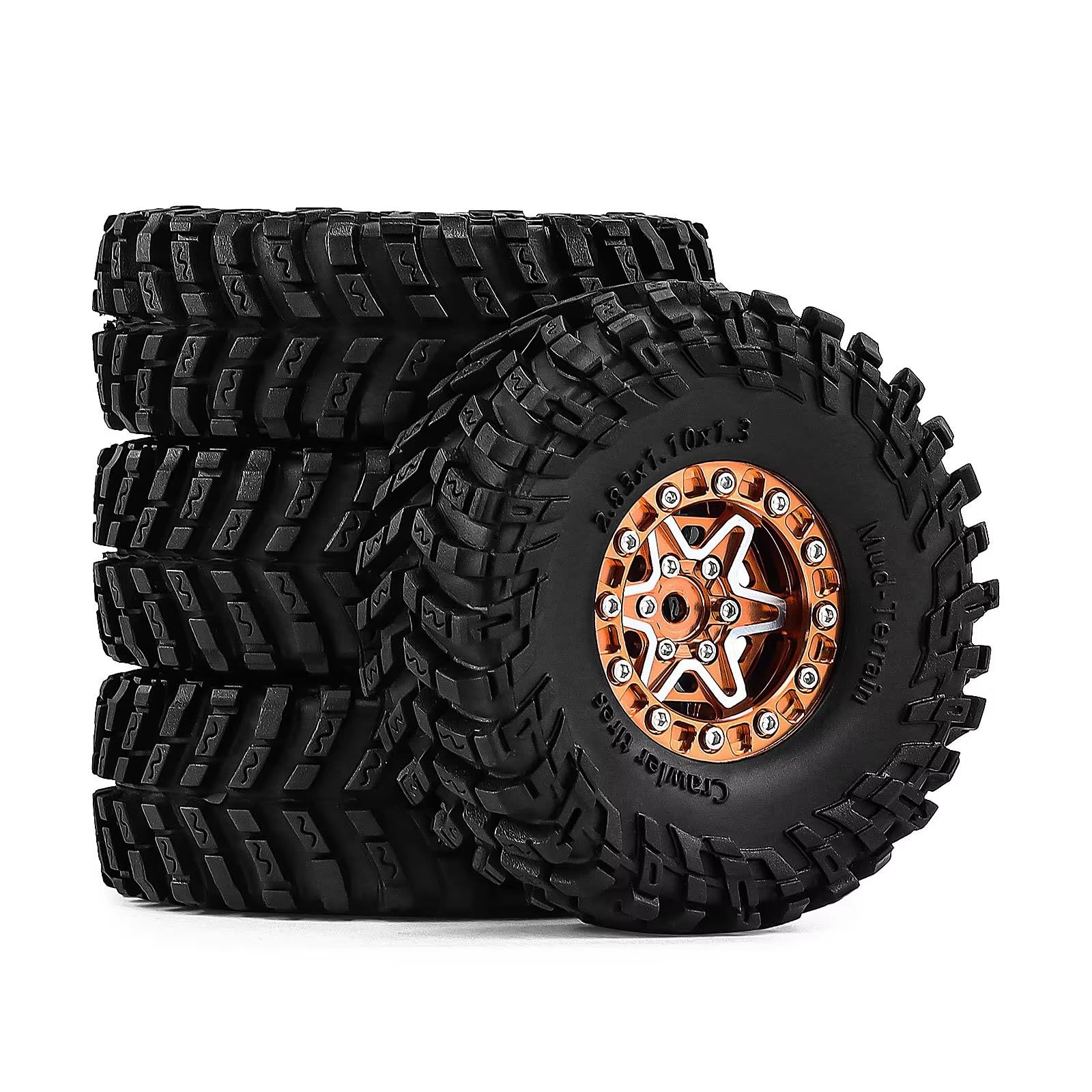 Pneumatici Ruote Beadlock Per Axial Per SCX24 Per FCX24 1/24 | Aggiornamento RC Car Set Ruote Lega Leggera e Pneumatici per Mini Crawlers con Trazione Affidabile(Brown)