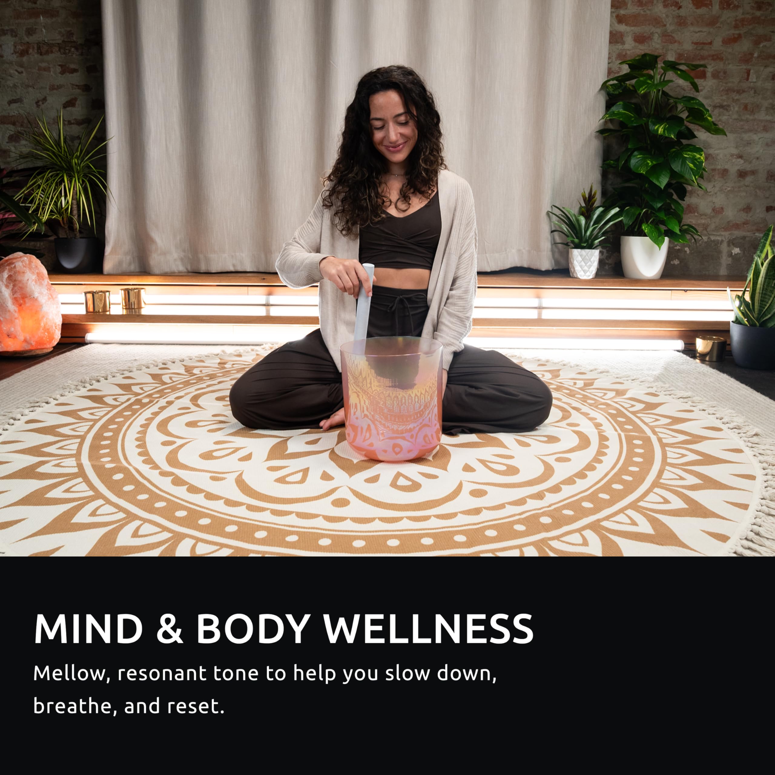 Sonic Energy 9 Zoll Lebensblume Kristallklangschale – 128 Hz, Ton C3 – Für Meditation, Yoga, Klangheilung – Inkl. Zubehör (ECSB128FOL)