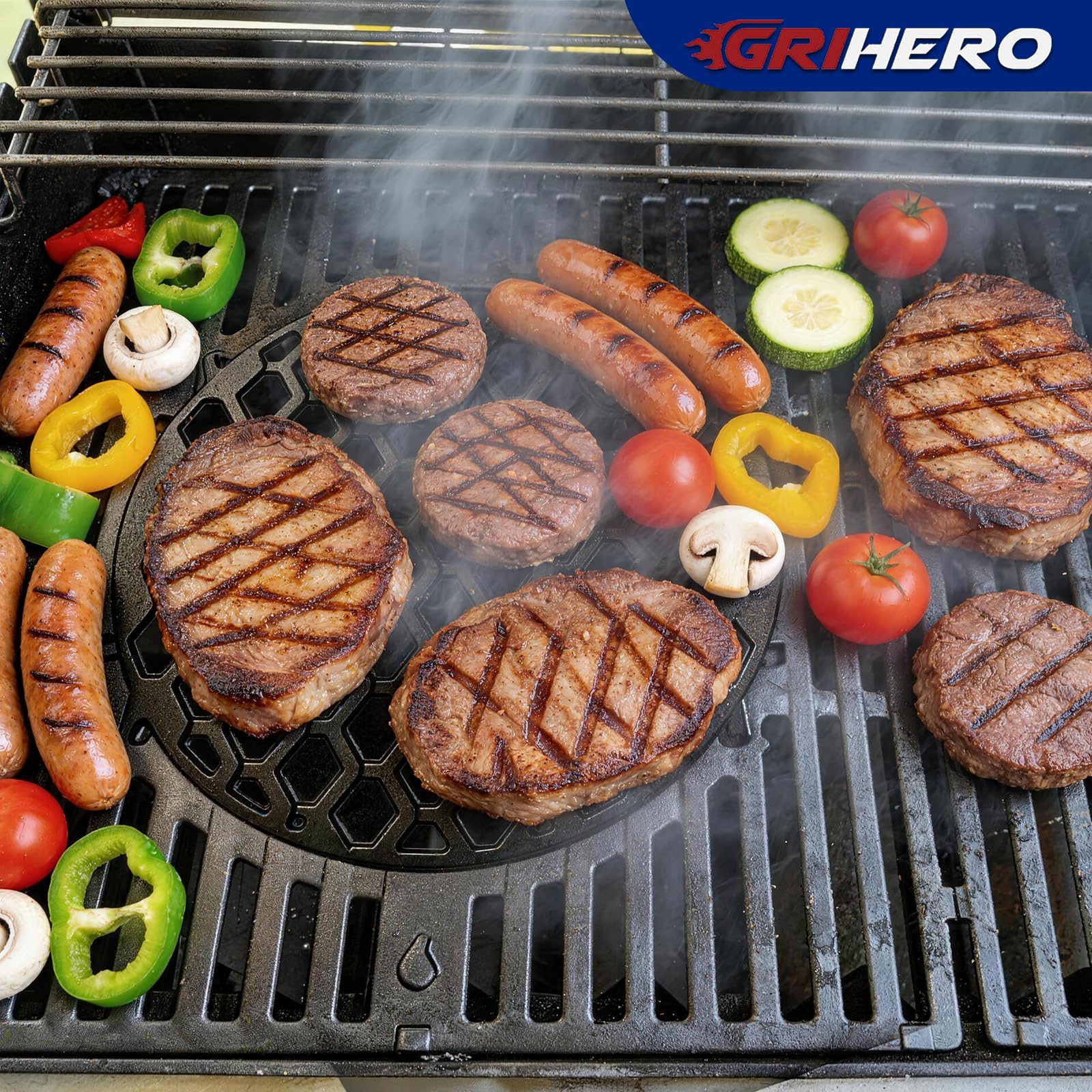 Grillrost Gusseisen Ø 30 cm Sear Grate für Enders Switch Grid, Monroe Pro,Boston,Chicago Gussroste Rost-in-Rost System Grillrost für Weber kugelgrill 57 cm holzkohlegrill Zubehör